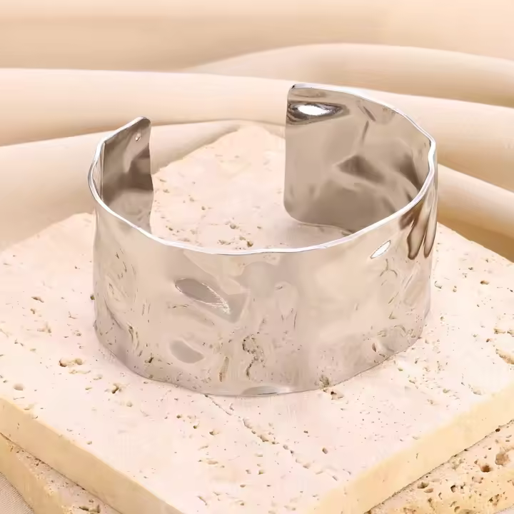 Diseño de pulsera ancha de acero inoxidable con flor dorada Retro para mujer a la moda, regalo para el día de la madre - 1