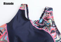 Boyleg bañador de una pieza para mujer, traje de baño azul marino, Racerback, resistente al cloro, atletismo - details 4