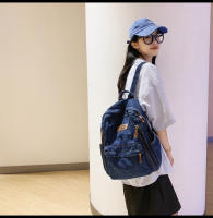 Nueva moda simple tendencia mochila de gran capacidad bolsa de mezclilla duradera universidad escuela secundaria junior escuela secundaria bolsa de estudiante - details 33
