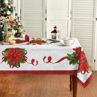 Manteles rectangulares con cinta de seda roja de Pascua navideña, manteles para mesa de fiesta de boda, decoración navideña, 2025 - details 1