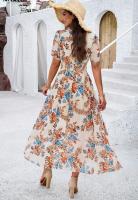 Vestido de chifón de manga corta con estampado y cintura ajustada, nuevo estilo Primavera/Verano 2025 para mujer - details 8