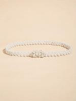 Cinturón tejido de perlas de imitación para mujer, elegante, fino, elástico, blanco, adorno de tendencia - details 4