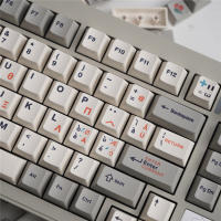 Teclas de teclado mecánico Retro, 9009 teclas, Material PBT, sublimación, perfil Cherry, gris y blanco, griego, 136 - details 7