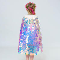 Chal de lentejuelas Multicolor con purpurina para niñas, capa brillante, capa de princesa de hadas, fiesta de Navidad, ropa de Halloween para niños, moda - details 3