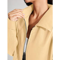 Chaqueta de Moto para Mujer de Tamaño Grande en Cuero Pretendido para Outfit de Otoño/Invierno 2024 con Cierre de Cremallera y Forro de Poliéster - details 13