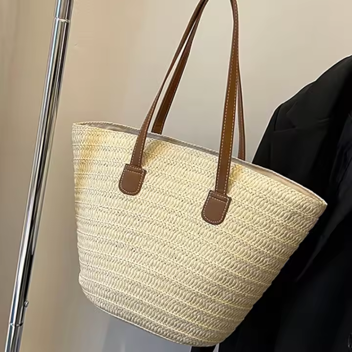 Bolso de Paja Grande Capacidad Estilo Nuevo para 2025 Bolso de Playa Tejido para Mujer - 1
