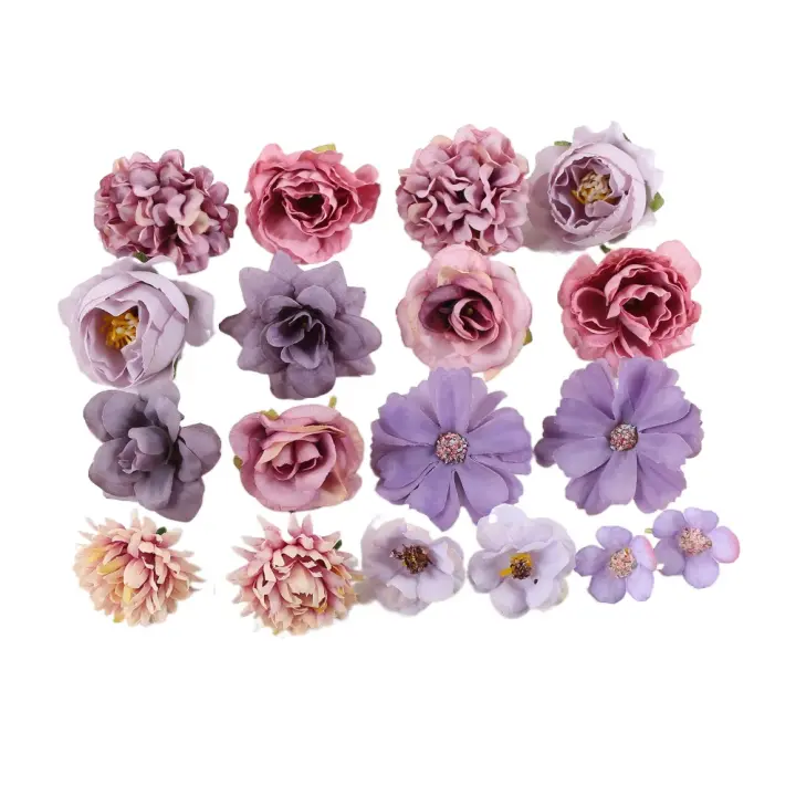 1 bolsa de cabeza de flor Artificial mixta, Material artesanal hecho a mano, accesorios para el cabello con cabeza de flores de simulación de rosas - 1