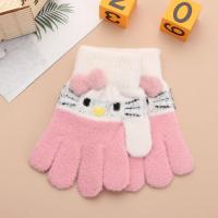 1 par de guantes tejidos para niños, manoplas cálidas de invierno con dedos completos para niños y niñas, guantes suaves con dibujos animados bonitos para niños de 3 a 10 años - details 1