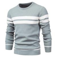 Suéter informal a rayas para hombre, Jersey de punto con cuello redondo, Color a juego, Otoño e Invierno - details 2