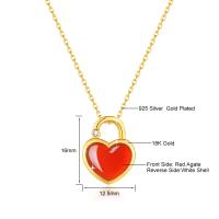 Colgante de Corazón de Doble Cara de Oro 18K Cuento de Concha Blanca de Doble Cara - details 4