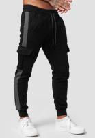Pantalones de hombre, pantalones de chándal elásticos, cordones, fitness, pantalones de chándal, patchwork, athleisure, multibolsillos, acolchados, pantalones de trabajo gruesos, pantalones colorblocked para hombre - details 4