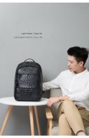 Mochila casual para hombres, mochila de cuero de moda, bolso de computadora de 15,6 pulgadas con patrón de cocodrilo, mochila de viaje - details 25