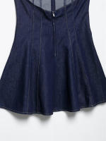 OUWU- Vestido vaquero con cuello halter para mujer 2025, cuello en V profundo, cintura ajustada, dobladillo acampanado para un estilo moderno y elegante. - details 7