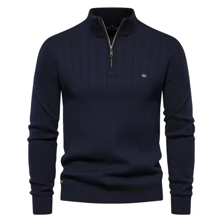 Día del padre 2025 nuevo Otoño Invierno suéteres con cremallera para hombres de alta calidad cálido cuello alto suéter de punto de algodón para hombres - 1