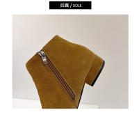 Nuevas botas de moda con cremallera lateral versátil de tacón grueso puntiagudo - details 2