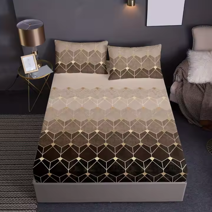 Juego De Sábanas ajustables De Lujo, Suave Y Cómodo, Ropa De Cama, Cuadros Degradados, 3 piezas - 1