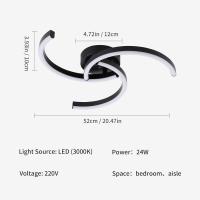 Plafón LED de Techo Negro Creativo, Luz Blanca Cálida de 3000K, Iluminación Interior Nórdica, 24W, 52x52x7 CM - details 0