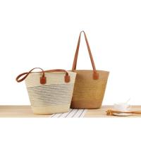 Bolso de hombro de vacaciones versátil tejido a mano con textura premium, de gran capacidad y a rayas. - details 1