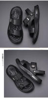 Sandalias de hombre zapatos de playa de piel de vaca de primera capa de moda sandalias de cuero de conducción casual para hombre extra grandes - details 11