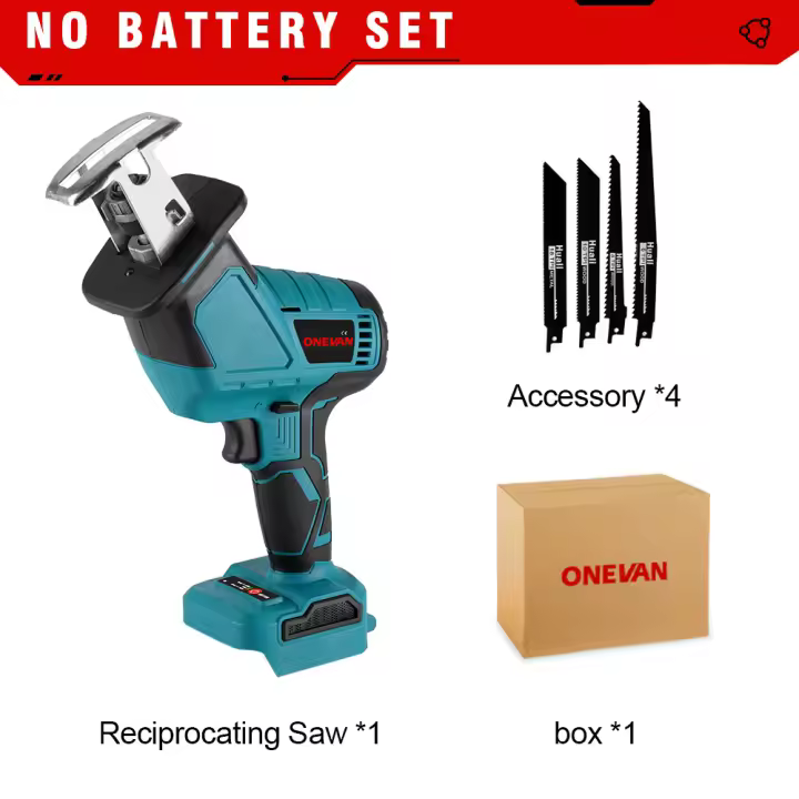 ONEVAN-Sierra alternante eléctrica sin escobillas, herramienta de corte de madera y Metal de velocidad Variable para batería Makita de 18V - 1