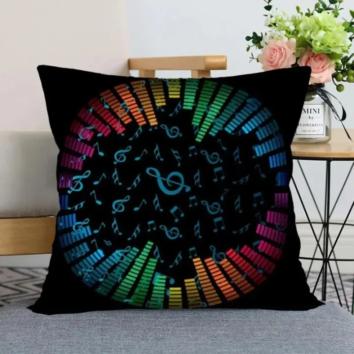 Funda de almohada con patrón de instrumento musical, adornos para oficina, sala de estar, coche, funda de almohada para el hogar - 1