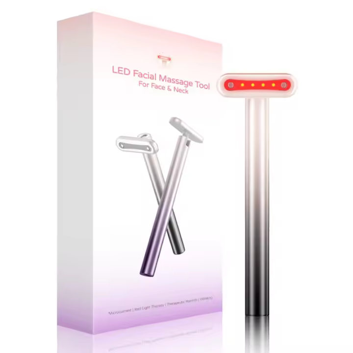 Masajeador de Ojos de terapia de luz roja EMS, compresa caliente, elimina las ojeras, relaja los ojos cansados, antiarrugas, estiramiento facial, cuidado de los ojos, varita de belleza - 1