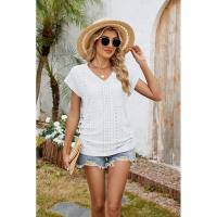 BUNO-2025 Camisetas para mujer de manga larga de algodón para mujer, camisetas con manga casquillo y cuello en V, camiseta informal holgada de manga larga de algodón para mujer - details 38