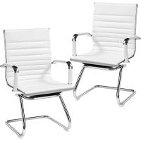 Juego de 2 sillas de oficina, silla blanca, silla de recepción, silla para conferencias, sala de estar, silla de trabajo, 2 unidades - details 0