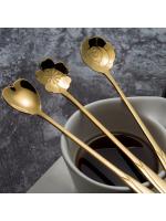 8/12Pcs Stainless Steel Cherry Rose Flower Gold Scoop Coffee Spoon Gifts Kitchen Dessert Tea Accessories Tableware Decoration - details 3
