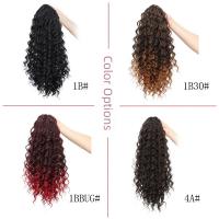 Cola de Caballo rizada de 18 pulgadas, pelo sintético ombré, peluca rizada corta y esponjosa, extensión de cabello con Clip con cordón negro Afro - details 1