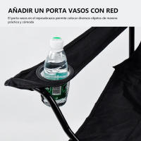 Silla plegable profesional para acampar, respaldo ergonómico con soporte Lumbar, reposabrazos acolchados, bolsa integrada con cremallera, silla de pesca para - details 3