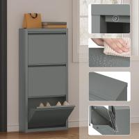 3 Cajones Abatibles Mueble Recibidor Organizador para Zapatos Estrecho Metal Ahorro Espacio Blanco 50x15x106 cm - details 10