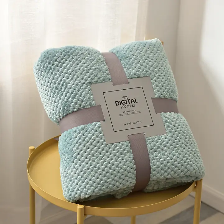 Bonenjoy-Manta de franela para el hogar, toalla de sofá, ropa de cama cálida, regalo de alta calidad, mantas Súper suaves, Color sólido a cuadros - 1