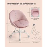 Silla de Oficina en Casa, Silla Giratoria de Algodón y Lino, Silla de Escritorio, Acolchada con Espuma, Altura Ajustable, para Estudio, Dormitorio, Azul Pálido OBG020Q01 - details 26