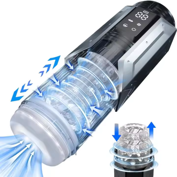 Leten LCD 3 en 1, masturbador masculino automático, copa de masturbación con 7 modos de succión, empuje y rotación, juguetes sexuales para hombre con vagina de bolsillo - 1