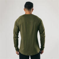 Black Slim Fitting T-shirt Top Simple Casual American Tough Guy Fitness Long Sleeve - details 17