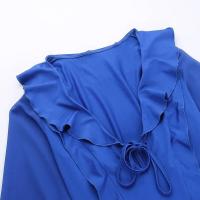 Vestido Bandage de manga larga de malla para mujer, minivestido Sexy con cuello con cuentas y volantes, fiesta y noche en la playa Tre 2023 - details 20