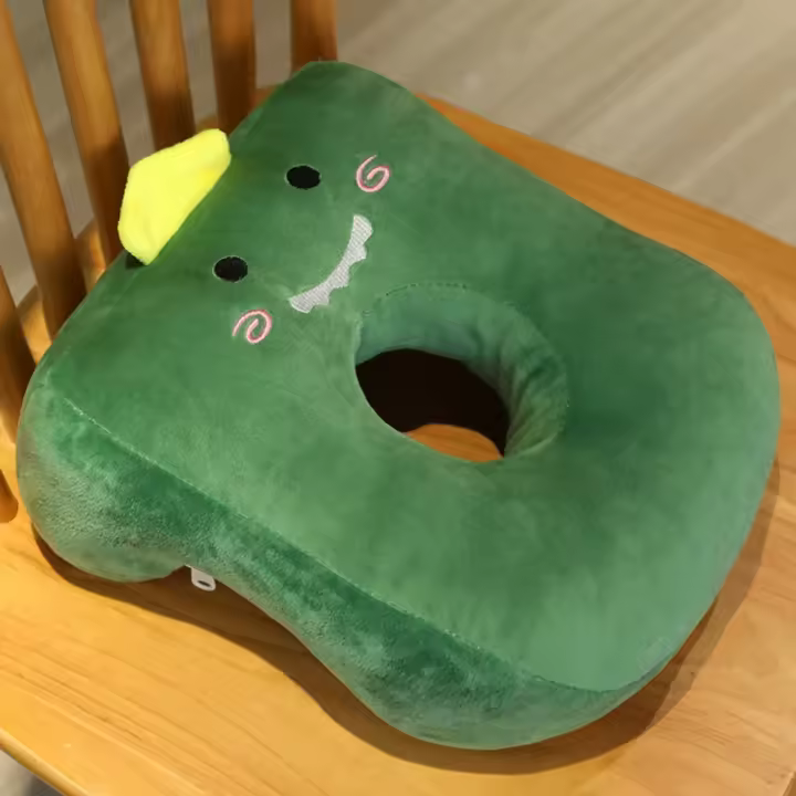 Accesorios para la siesta, almohada de felpa con dibujos animados, patrón de animales, almohada para dormir con agujero hueco, suave, resistente al desgaste, soporte para el cuello, oficina - 1