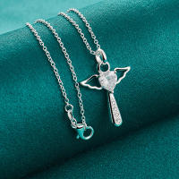 Collar de plata de ley 925 con colgante de circonita AAAAA, Cruz de Ángel, joyería de moda - details 2