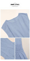 Vestido plisado de Color liso con tirantes y cuello redondo para mujer, Verano - details 8