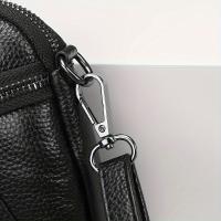 Bolso Cruzado de Cuero Genuino para Mujer Color Sólido, Mini Bolso de Hombro a la Moda con Doble Cremallera, Correa Desmontable, Forro de Poliéster - details 16