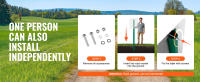 SucceBuy Poste de señalización en forma de U de 6 pies, paquete de 4 postes de cerca fijos de acero resistente verde para jardín, patio, granja o intersección de tráfico - details 3