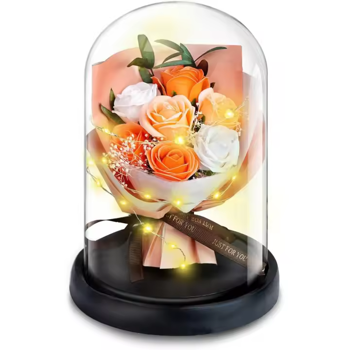 Rosas Conservadas en Domo de Vidrio Regalos de Florecita Eterna para Mujeres - 1