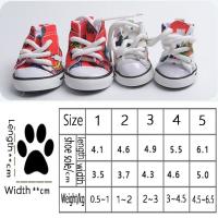 4 Uds. Preciosos zapatos de lona resistentes al desgaste para perros, botas vaqueras antideslizantes a la moda para mascotas, calzado transpirable, zapatillas deportivas para cachorros al aire libre - details 0