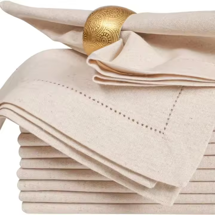 12 piezas de servilletas de lino, servilletas de lino con dobladillo, servilletas de lino para cena, servilletas de tela lavables de lino - 1