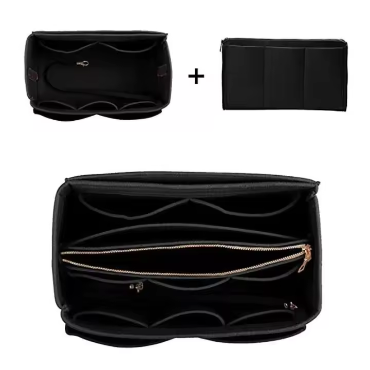 HHYUKIMI-organizador de maquillaje, bolsa con inserción de fieltro para bolso, bolso interior de viaje, cosmético portátil, apto para varias marcas de bolsos - 1