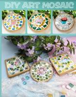 Posavasos de Mosaico Hecho a Mano DIY Almohadilla de Bambú para Taza Patrón de Corazón Cuadrado - details 5
