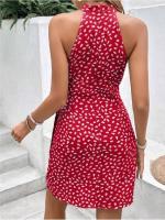 Vestido halter con cintura ceñida, sin mangas, fruncido y con lazo - details 21