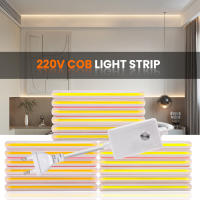 Tira de luces LED COB regulable de 220V con adhesivo, enchufe europeo, cinta Flexible impermeable IP65, Luz lineal de alta densidad - details 10