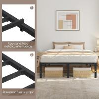 Bastidor de Cama Metálico Listones de Acero Espacio de Almacenamiento Bajo la Cama Fácil Montaje Cama Individual 90 x 190 x 36.5 cm Negro - details 16